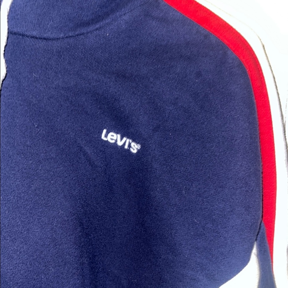 Levi's Sz XL women’s  Navy and White Hoodie  Pit to pit 22"  B39 - Picture 2 of 12